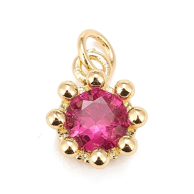 Brass Inlaid Clear Cubic Zirconia Charms KK-A161-34G-A-1