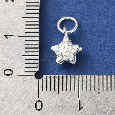 925 Sterling Silver Textured Star Charms with Jump Rings STER-H118-06S-1