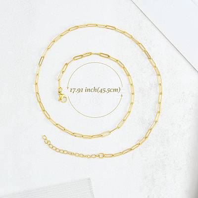 10Pcs 201 Stainless Steel Paperclip Chain Necklaces for Women NJEW-SZ0001-71-1