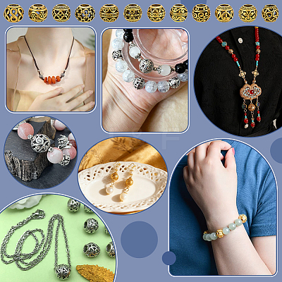 72Pcs 12 Styles Tibetan Style Alloy European Beads FIND-PH0060-22AG-1