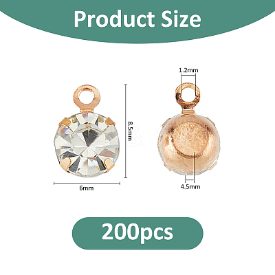 200Pcs Brass & Glass Pendants FIND-FH0011-98A-1