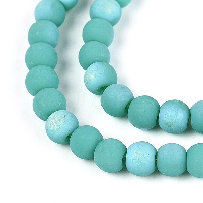 Frosted Opaque Glass Beads Strands GLAA-T032-P4mm-MBB12A-1