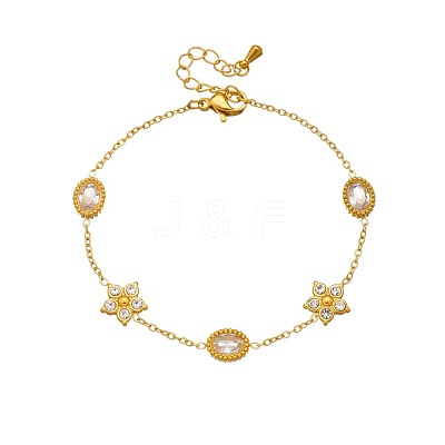 304 Stainless Steel Pave Clear Cubic Zirconia Link Bracelets WG6625B-03-1