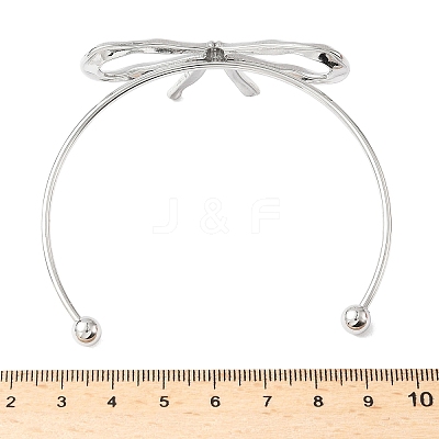 Bowknot 304 Stainless Steel Cuff Bangles BJEW-S171-01A-P-1