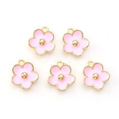 Light Gold Plated Alloy Enamel Pendants X-ENAM-R136-16B-1
