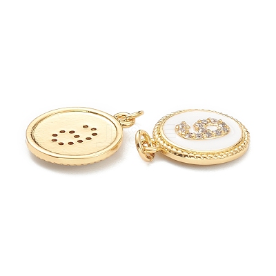 Brass Micro Pave Clear Cubic Zirconia Charms ZIRC-J040-44G-06-1