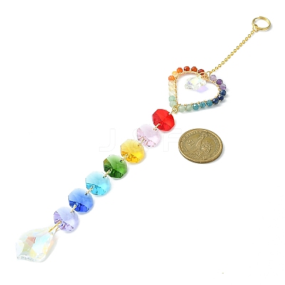 Glass Teardrop Pendant Decorations HJEW-JM01112-04-1