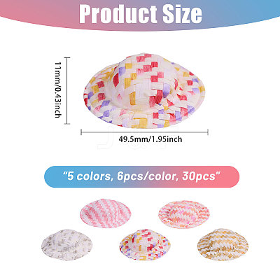 30Pcs 5 Colors Mini Straw Hat for Doll Decorative Accessories DIY-BC0014-20-1