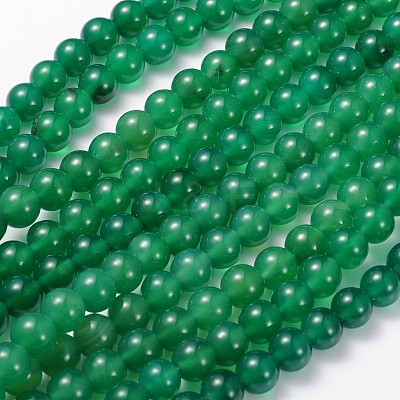 Round Natural Green Onyx Agate Beads Strands G-S119-03-8mm-1