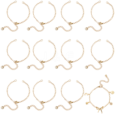 12Pcs Half Finished 304 Stainless Steel Paperclip Chains Connector Bracelet Makings MAK-SC0001-35-1