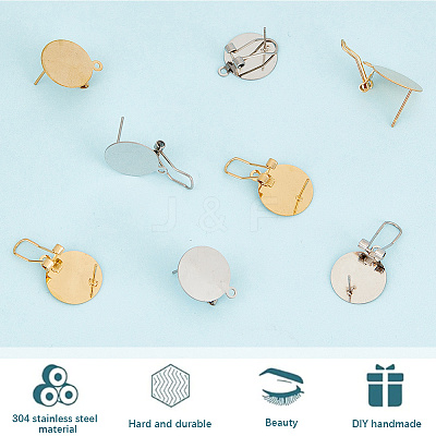 12Pcs 2 Colors 304 Stainless Steel Stud Earring Findings STAS-SP0001-89A-1