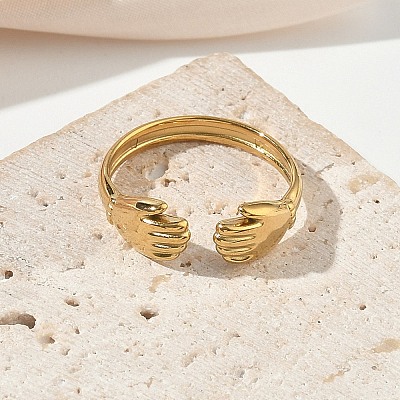 304 Stainless Steel Cuff Open Rings for Women RJEW-L341-05B-G-1