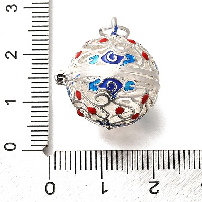 Rack Plating Brass Enamel Bead Cage Pendants KK-M313-11S-01-1