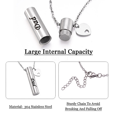 1Pc Word 304 Stainless Steel Column Urn Ashes Necklace DIY-TA0010-07D-1