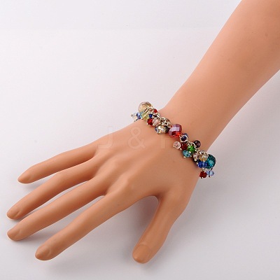 Trendy Faceted Glass Beads Bracelets BJEW-JB01642-06-1