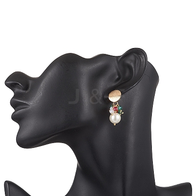 Christmas Glass Dangle Stud Earrings EJEW-TA00676-1