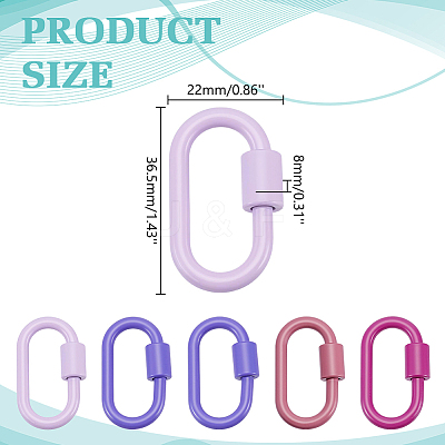 5Pcs 5 Styles Baking Paint Alloy Screw Locking Carabiners FIND-DR0002-39-1