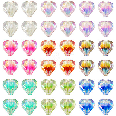 72Pcs 9 Colors UV Plating Rainbow Iridescent Acrylic Beads OACR-TA0001-48-1
