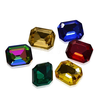 Faceted Rectangle K9 Glass Pointed Back Rhinestone Cabochons RGLA-A017-8x10mm-SM-1