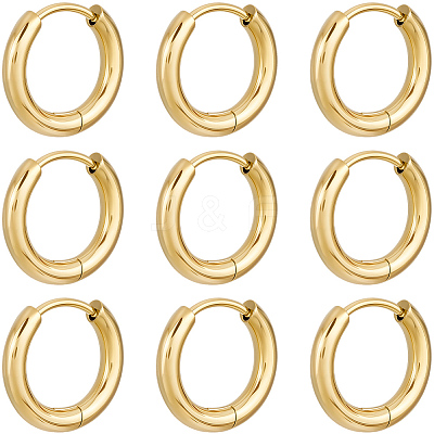 10 Pairs Ion Plating(IP) 304 Stainless Steel Huggie Hoop Earrings EJEW-BBC0002-19B-1