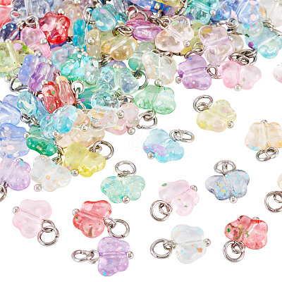100Pcs 10 Style Transparent Acrylic Pendants PALLOY-TAC0229-1