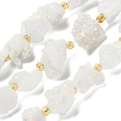 Electroplated Natural Druzy Agate Beads Strands G-G289-02B-1