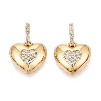 Valentine's Day Brass Micro Pave Clear Cubic Zirconia Pendants KK-T080-54G-1