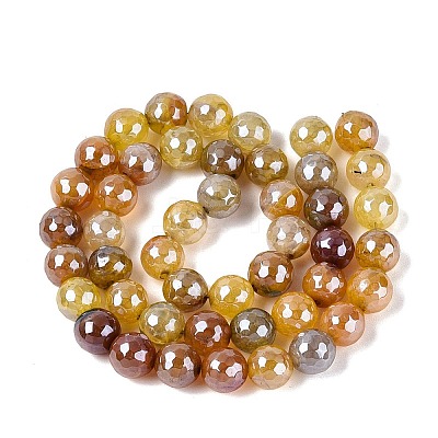 Electroplate Natural Agate Beads Strands G-T131-54M-1