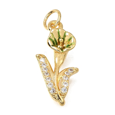 Brass Micro Pave Clear Cubic Zirconia Pendants CU-G605-18G-04-1