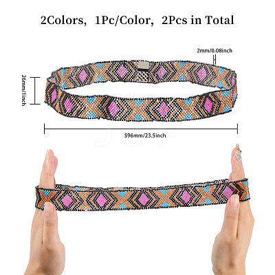 2pcs 2 style Jute Braided & Plastic Hat Belt Sets FIND-CA0008-49-1