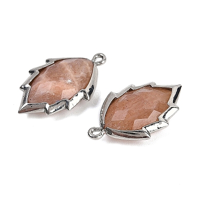 Natural Sunstone Faceted Leaf Pendants G-I375-04P-07-1