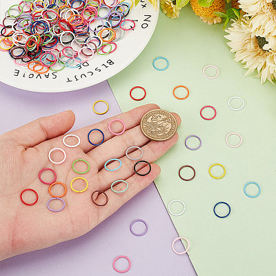 225Pcs 15 Colors SPray Painted Zinc Alloy Open Jump Rings FIND-H0010-91B-1