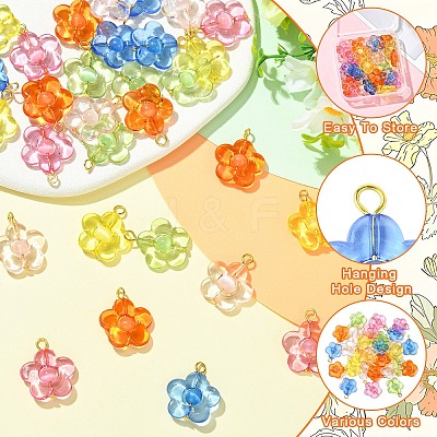 30Pcs 6 Colors Acrylic with Cat Eye Bead Pendants PALLOY-YW00190-1