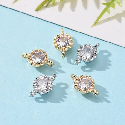 Flower Brass Micro Pave Cubic Zirconia Links X-ZIRC-L054-09-NR-1