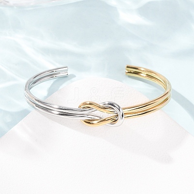 Duo Tone 304 Stainless Steel Knot Open Cuff Bangles for Women SA-CBA2192-05GP-01-1