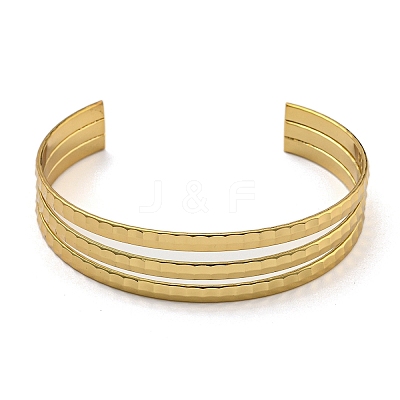 PVD Vacuum Plating 202 Stainless Steel Multi-strand Open Cuff Bangles for Women BJEW-M317-07B-G-1