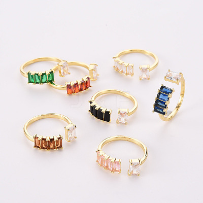 Brass Micro Pave Cubic Zirconia Cuff Rings RJEW-S045-119-NR-1