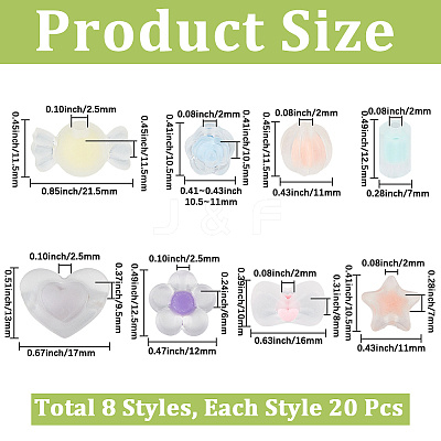 160Pcs 8 Styles Frosted Transparent Acrylic Beads OACR-PA0002-09-1