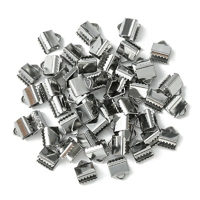 304 Stainless Steel Ribbon Crimp Ends STAS-YW0001-78A-1