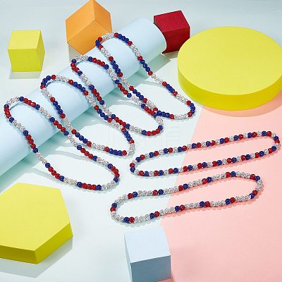Polymer Clay Rhinestone Round Beaded Necklaces NJEW-SW00049-07-1