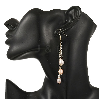 Natural Cultured Freshwater Pearl Tassel Dangle Earrings EJEW-JE07381-02-1