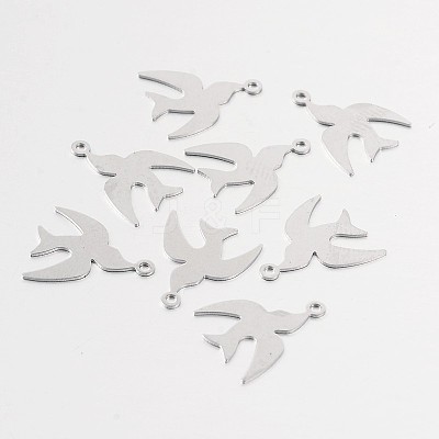 Tarnish Resistant Bird 316 Surgical Stainless Steel Filigree Charms X-STAS-M258-11-1