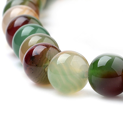 Natural Peacock Green Agate Beads Strands G-S259-16-10mm-1