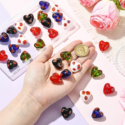 30Pcs 5 Colors Handmade Millefiori Glass Beads LAMP-CJ0002-42-1