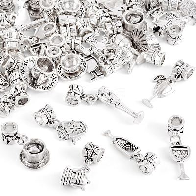 34Pcs 17 Styles Alloy European Dangle Charms PALLOY-TAC0263-1