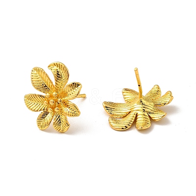 Rack Plating Brass Flower Stud Earrings for Women EJEW-F288-17G-1