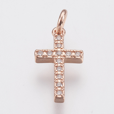 Brass Micro Pave Cubic Zirconia Pendants ZIRC-F083-008RG-RS-1
