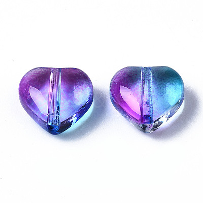 Two Tone Transparent Spray Painted Glass Beads X-GGLA-S054-012D-02-1