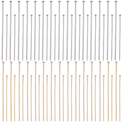 400Pcs 4 Styles 304 Stainless Steel Flat Head Pins STAS-SC0005-78-1