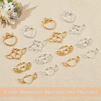 16Pcs 4 Style Alloy Open Back Bezel Big Pendants FIND-OC0001-65-1